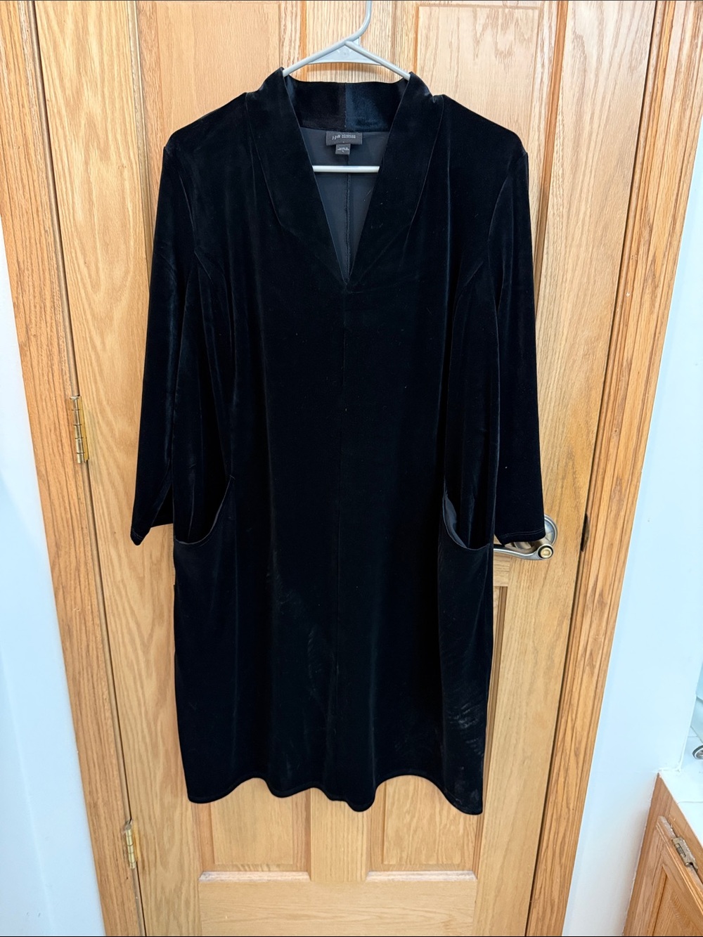 J. Jill Black Velvet V-Neck Shift Dress